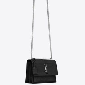 YSL Medium Sunset in Crocodile Embossed Leather